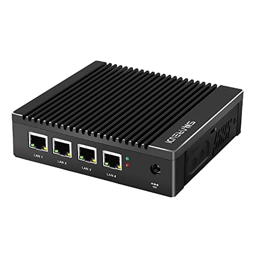 Sharevdi Firewall Micro Appliance, 4*In-tel i225 2.5Gbe NICs, In-tel Pentium N3700 4 Cores/4 Threads,SSD Dual HDMI/USB3.0/RS232 COM, AES NI, Kompatibel mit OPNsense (8 G 128 G/COM)