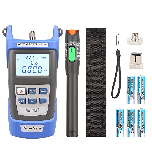 Karlak Optical Fiber Tool Kit Optical Power Meter Handheld 30mW Optical Fiber Tester Portable Pen Type Red Light Visual Fault Locator Fiber Test Pen