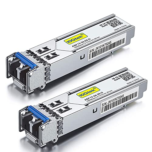 [2 Stück] 1G SFP LX Singlemode Mini Gbic Modul, 1000Base-LX LC Transceiver Kompatibel für Cisco GLC-LH-SMD, Meraki, Ubiquiti UniFi UF-SM-1G, Mikrotik, Netgear, D-Link, TP-Link, Zyxel, Open Switch