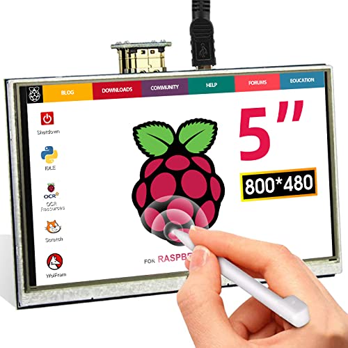 ELECROW Für Raspberry Pi Display, 5-Zoll Touchscreen Monitor Auflösung 800x480 TFT LCD Mini Monitor für Raspberry Pi, BB Black, Banana Pi, Win 7 8 10, Jetson Nano